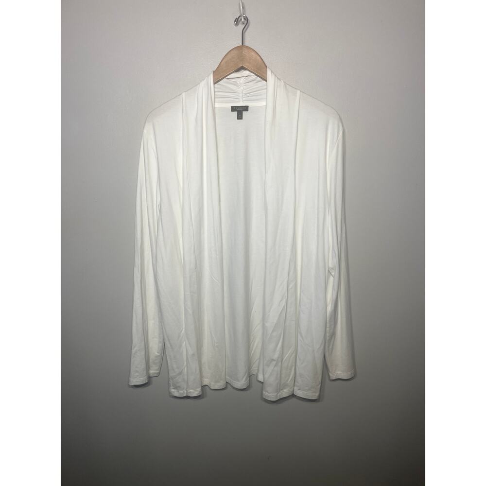 Talbots White Open-Front Lightweight Cardigan